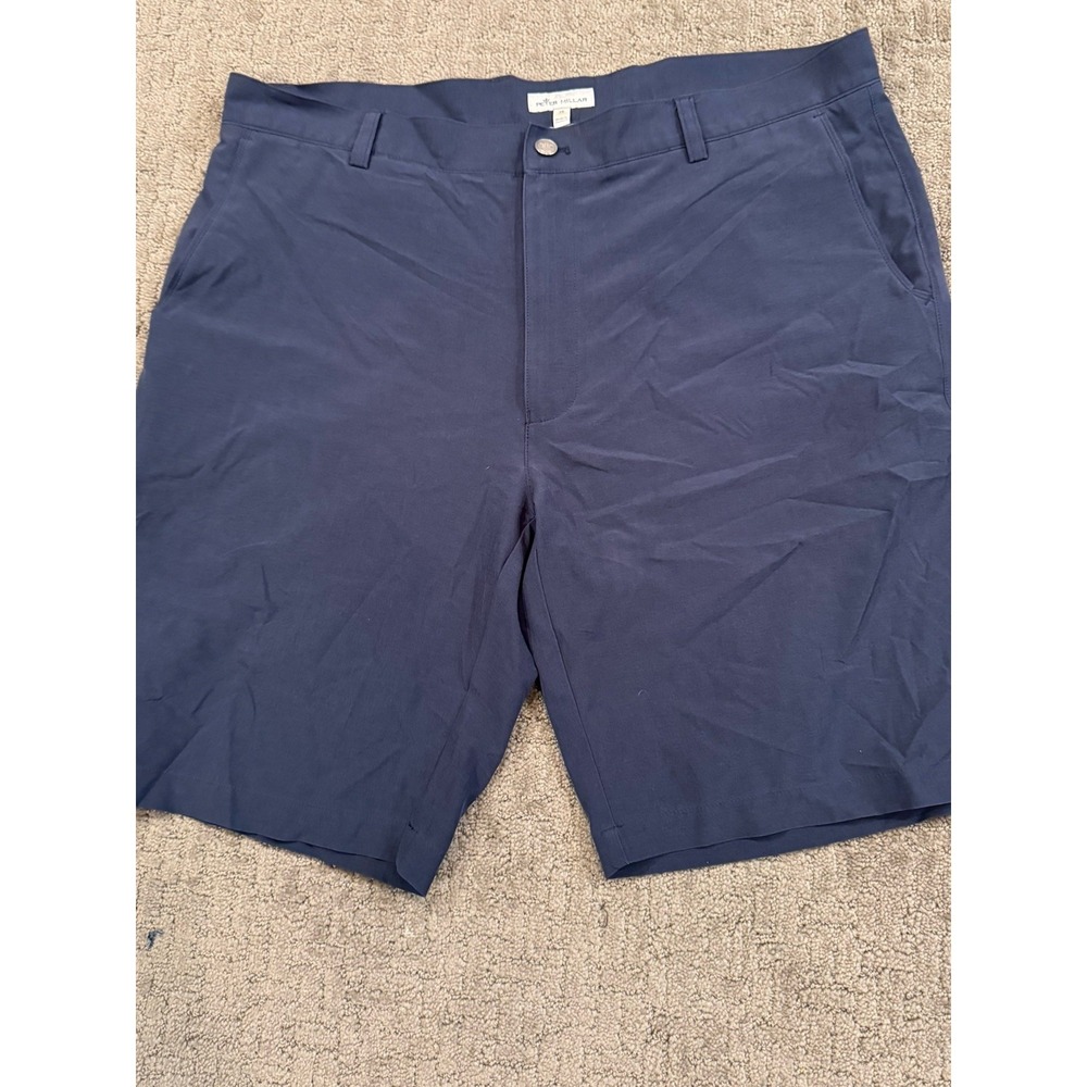 Peter Millar Shorts Mens 38 Navy Blue Chino Golf Performance (S1)